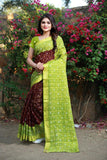 Delicate Litchi Silk Checks Print  Saree